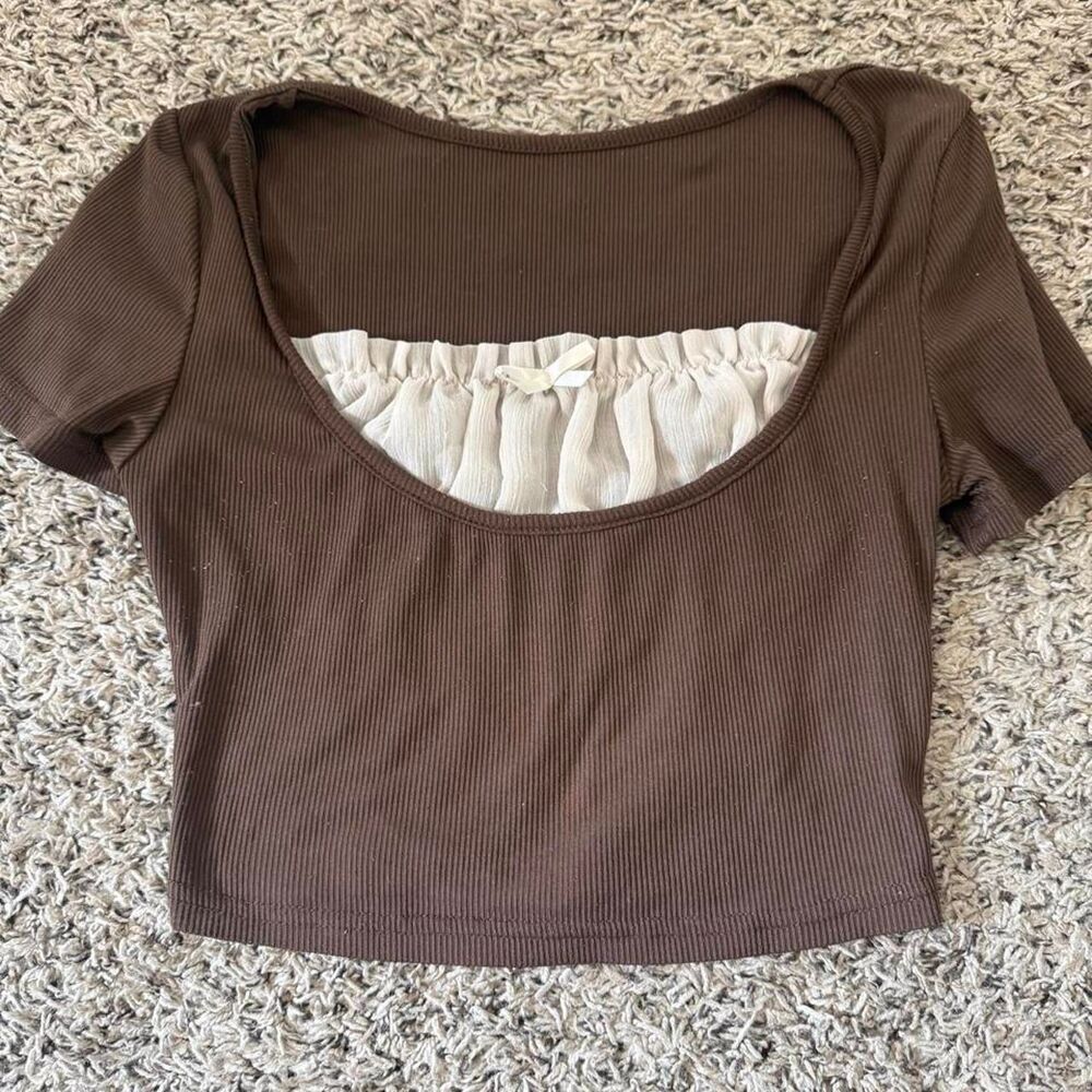 Shein Women's Brown Crop-top